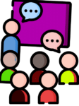 Icône de tableau noir avec l'enseignement de l'éducation des personnes