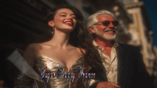 La femme Sugar Baby et l'homme Sugar Daddy rient dans une aura trouble comme dans un rêve, ils semblent très excités, ils sont délirants.
