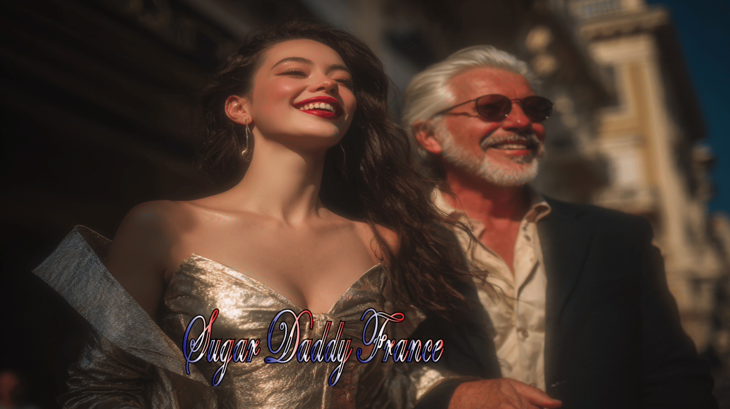 La femme Sugar Baby et l'homme Sugar Daddy rient dans une aura trouble comme dans un rêve, ils semblent très excités, ils sont délirants.