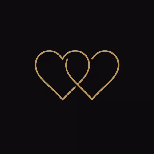 L'icône dorée représentant deux cœurs entrelacés symbolise l'affection.